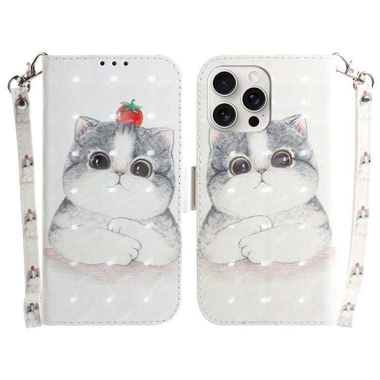 For iPhone 16 Pro Max 3D Colored Horizontal Flip Leather Phone Case(Cute Cat) - iPhone 16 Pro Max Cases by buy2fix | Online Shopping UK | buy2fix