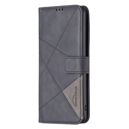 For Samsung Galaxy S23 FE 5G Magnetic Buckle Rhombus Texture Leather Phone Case(Black) - Galaxy S23 FE 5G Cases by buy2fix | Online Shopping UK | buy2fix