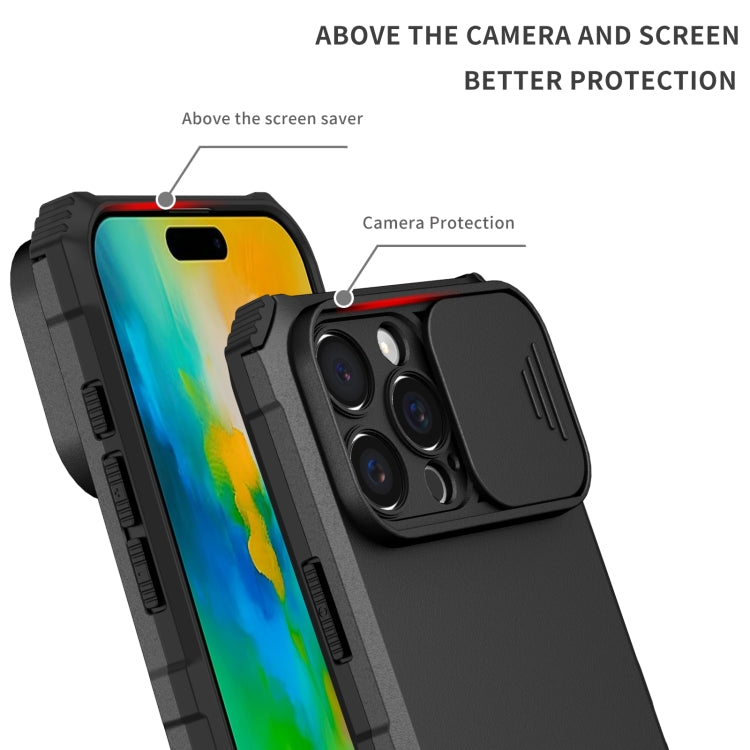 For iPhone 16 Pro Max Stereoscopic Holder Sliding Camshield Phone Case(Black) - iPhone 16 Pro Max Cases by buy2fix | Online Shopping UK | buy2fix