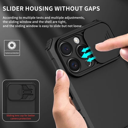 For iPhone 16 Pro Stereoscopic Holder Sliding Camshield Phone Case(Black) - iPhone 16 Pro Cases by buy2fix | Online Shopping UK | buy2fix