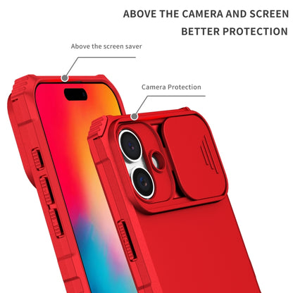 For iPhone 16 Stereoscopic Holder Sliding Camshield Phone Case(Red) - iPhone 16 Cases by buy2fix | Online Shopping UK | buy2fix