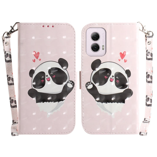 For Motorola Moto G Power 5G 2024 3D Colored Horizontal Flip Leather Phone Case(Heart Panda) - Motorola Cases by buy2fix | Online Shopping UK | buy2fix