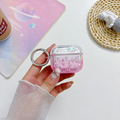 For AirPods Pro 2 Transparent Glitter Bluetooth Earphone Protective Case(Pink) - For AirPods Pro 2 by buy2fix | Online Shopping UK | buy2fix