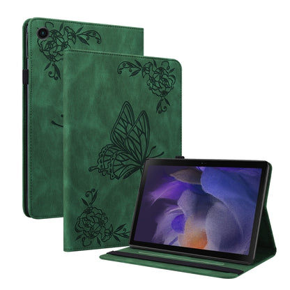 For Samsung Galaxy Tab А9+ Butterfly Flower Embossed Leather Tablet Case(Green) - Other Galaxy Tab PC by buy2fix | Online Shopping UK | buy2fix