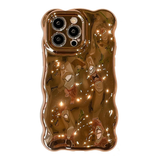 For iPhone 16 Pro Wave Bubbles TPU Phone Case(Painted Gold) - iPhone 16 Pro Cases by buy2fix | Online Shopping UK | buy2fix