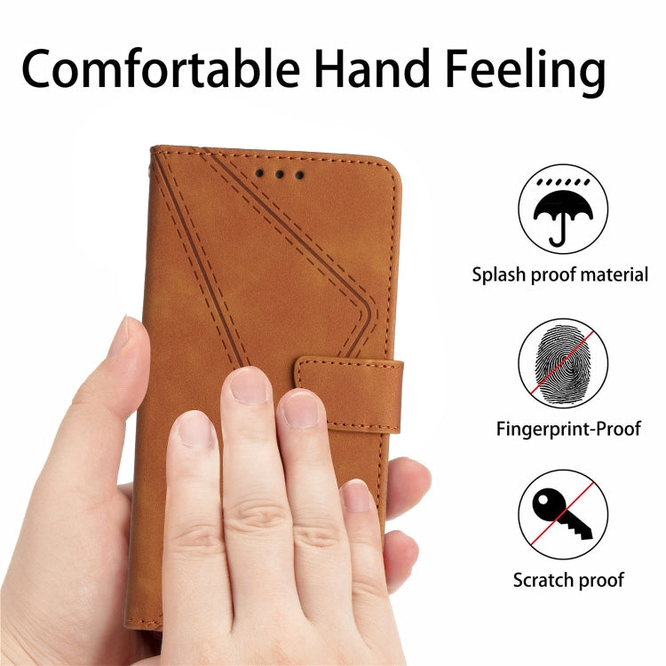 For Samsung Galaxy A05 Stitching Embossed Leather Phone Case(Brown) - Galaxy Phone Cases by buy2fix | Online Shopping UK | buy2fix