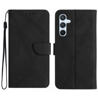 For Samsung Galaxy A15 Stitching Embossed Leather Phone Case(Black) - Galaxy Phone Cases by buy2fix | Online Shopping UK | buy2fix