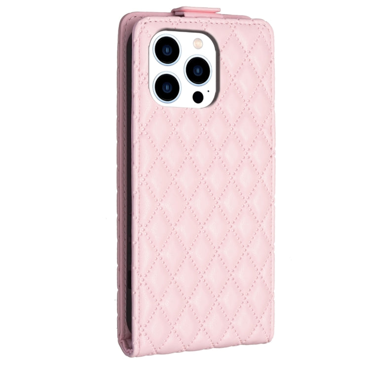 For iPhone 16 Pro Max Diamond Lattice Vertical Flip Leather Phone Case(Pink) - iPhone 16 Pro Max Cases by buy2fix | Online Shopping UK | buy2fix