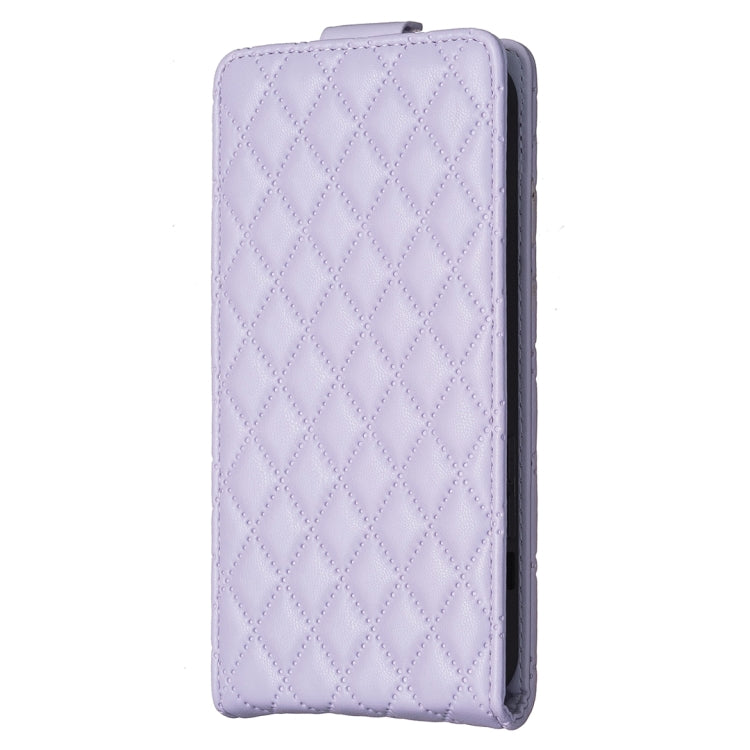 For iPhone 16 Pro Diamond Lattice Vertical Flip Leather Phone Case(Purple) - iPhone 16 Pro Cases by buy2fix | Online Shopping UK | buy2fix