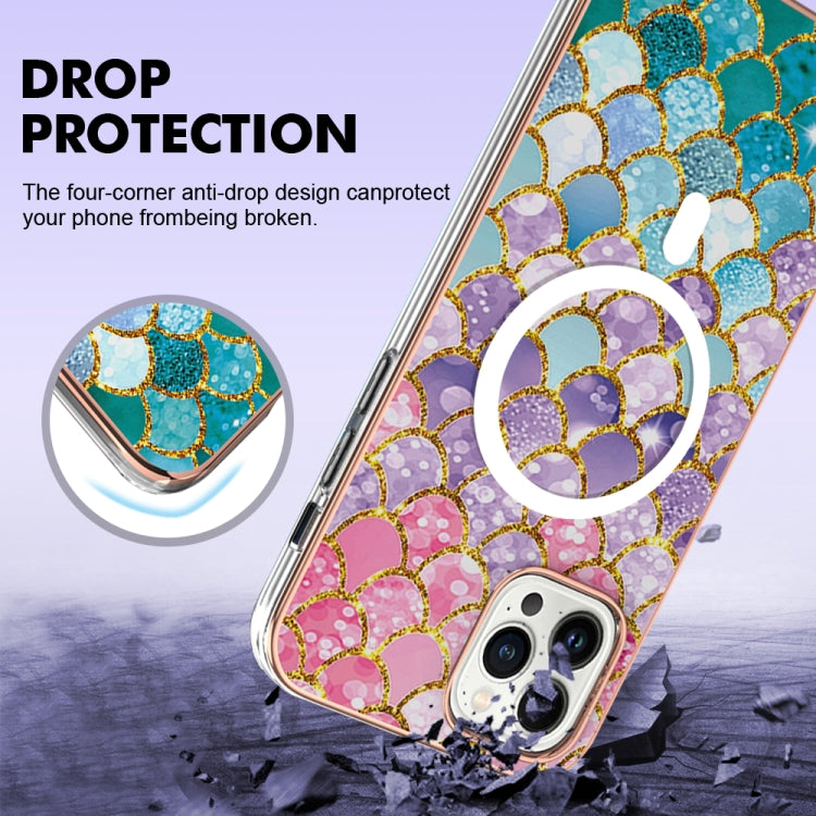 For iPhone 13 Pro Max Marble Pattern Dual-side IMD Magsafe TPU Phone Case(Colorful Scales) - iPhone 13 Pro Max Cases by buy2fix | Online Shopping UK | buy2fix