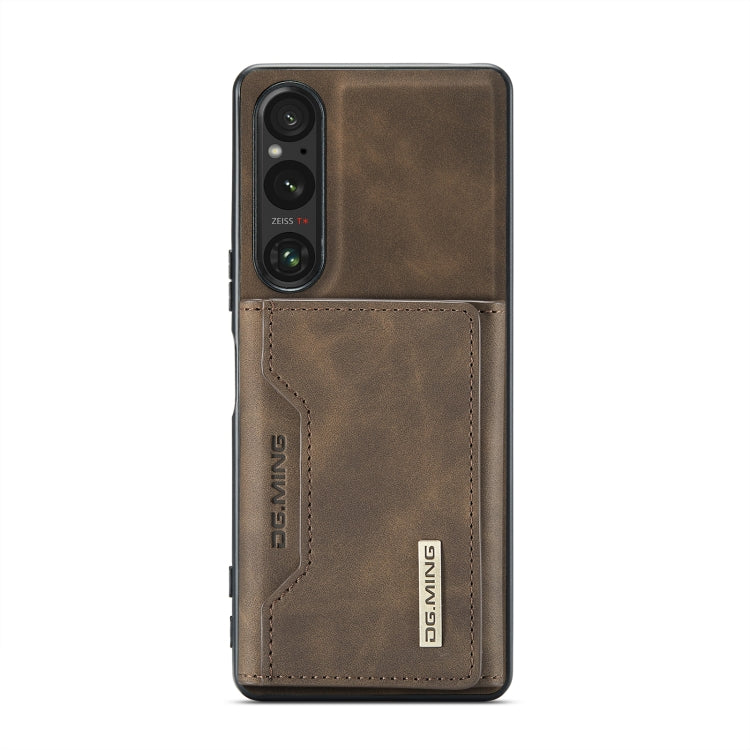 For Sony Xperia 1 V DG.MING M2 Series 3-Fold Multi Card Bag + Magnetic Phone Case(Coffee) - Sony Cases by DG.MING | Online Shopping UK | buy2fix