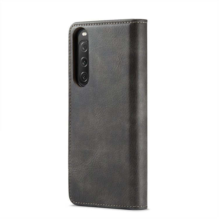 For Sony Xperia 10 V DG.MING Crazy Horse Texture Detachable Magnetic Leather Phone Case(Grey) - Sony Cases by DG.MING | Online Shopping UK | buy2fix