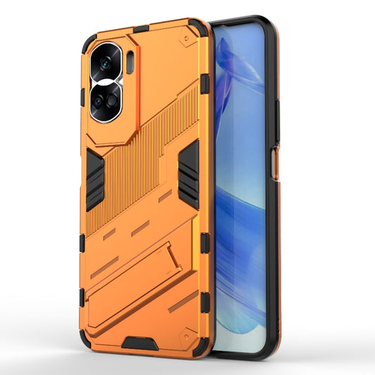 For Honor 90 Lite 5G Global Punk Armor 2 in 1 PC + TPU Phone Case with Holder(Orange) - Honor Cases by buy2fix | Online Shopping UK | buy2fix