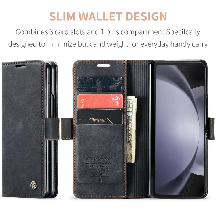 For Samsung Galaxy Z Fold5 CaseMe-013 Multifunctional Retro Frosted Leather Phone Case(Black) - Galaxy Z Fold5 Cases by CaseMe | Online Shopping UK | buy2fix