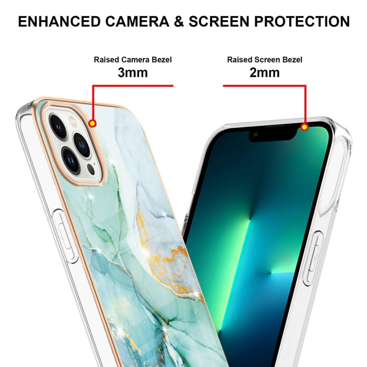 For iPhone 16 Pro Max Electroplating Marble Pattern Dual-side IMD TPU Shockproof Phone Case (Green 003) - iPhone 16 Pro Max Cases by buy2fix | Online Shopping UK | buy2fix