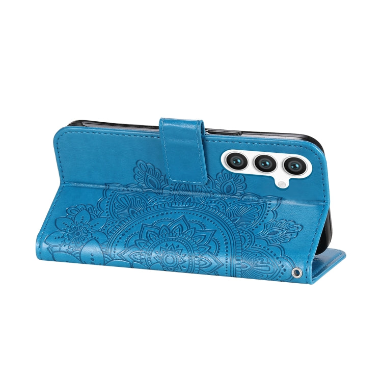 For Samsung Galaxy S24 7-petal Flowers Embossing Leather Phone Case(Blue) - Galaxy S24 5G Cases by buy2fix | Online Shopping UK | buy2fix