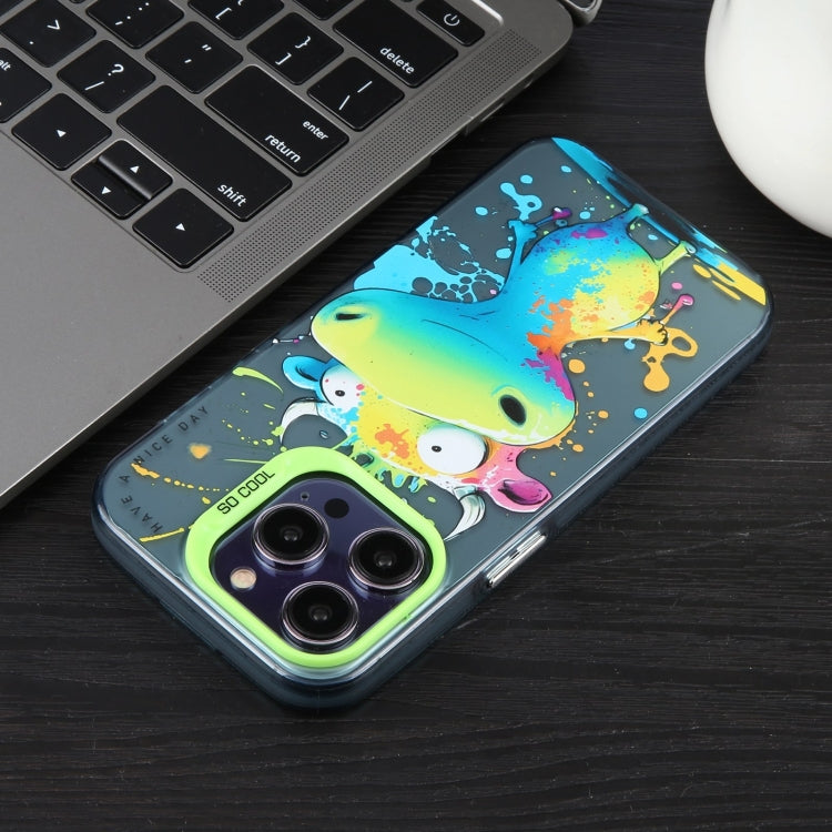 For iPhone 16 Pro Max Animal Pattern Oil Painting Series PC + TPU Phone Case(Bicycle Dog) - iPhone 16 Pro Max Cases by buy2fix | Online Shopping UK | buy2fix