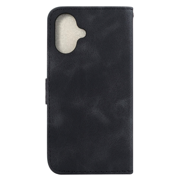 For iPhone 16 Seven-shaped Embossed Leather Phone Case(Black) - iPhone 16 Cases by buy2fix | Online Shopping UK | buy2fix