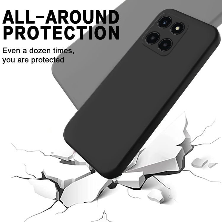 For Honor X6a Pure Color Liquid Silicone Shockproof Phone Case(Black) - Honor Cases by buy2fix | Online Shopping UK | buy2fix