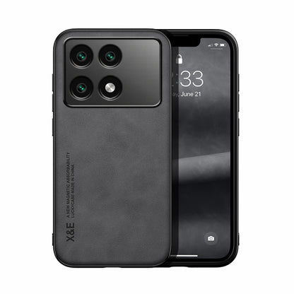 For Xiaomi Redmi K70E Skin Feel Magnetic Leather Back Phone Case(Dark Grey) - K70E Cases by buy2fix | Online Shopping UK | buy2fix