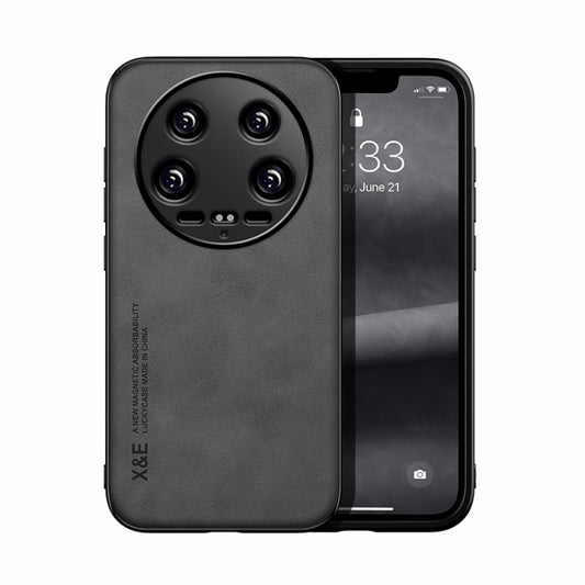 For Xiaomi 14 Ultra Skin Feel Magnetic Leather Back Phone Case(Dark Grey) - 14 Ultra Cases by buy2fix | Online Shopping UK | buy2fix