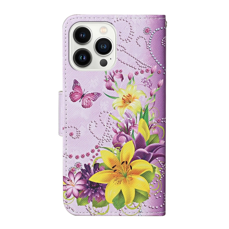 For iPhone 16 Pro 3D Colored Drawing Flip Leather Phone Case(Yellow Flowers) - iPhone 16 Pro Cases by buy2fix | Online Shopping UK | buy2fix