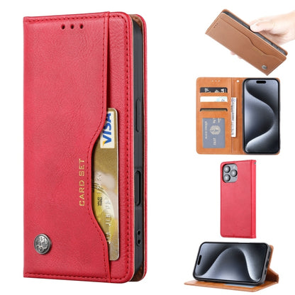 For iPhone 16 Pro Knead Skin Texture Flip Leather Phone Case(Red) - iPhone 16 Pro Cases by buy2fix | Online Shopping UK | buy2fix