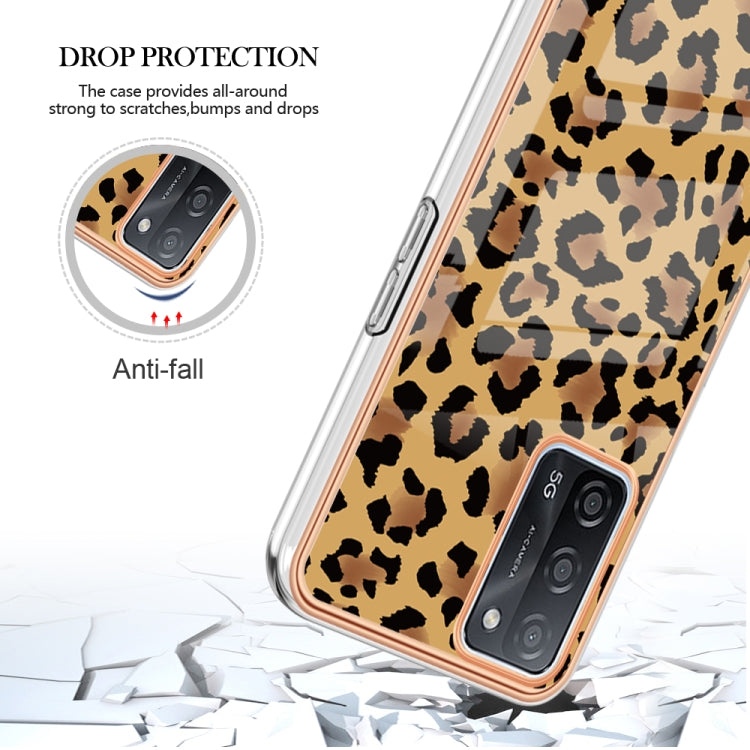 For OPPO A55 5G / A53s 5G / A54 4G Electroplating Marble Dual-side IMD Phone Case(Leopard Print) - OPPO Cases by buy2fix | Online Shopping UK | buy2fix