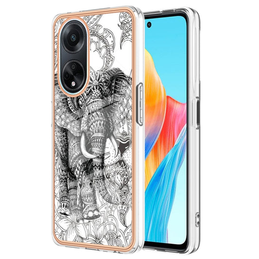 For OPPO A98 Electroplating Marble Dual-side IMD Phone Case(Totem Elephant) - OPPO Cases by buy2fix | Online Shopping UK | buy2fix