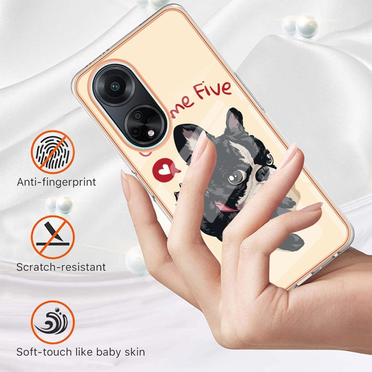 For OPPO A98 Electroplating Marble Dual-side IMD Phone Case(Lucky Dog) - OPPO Cases by buy2fix | Online Shopping UK | buy2fix