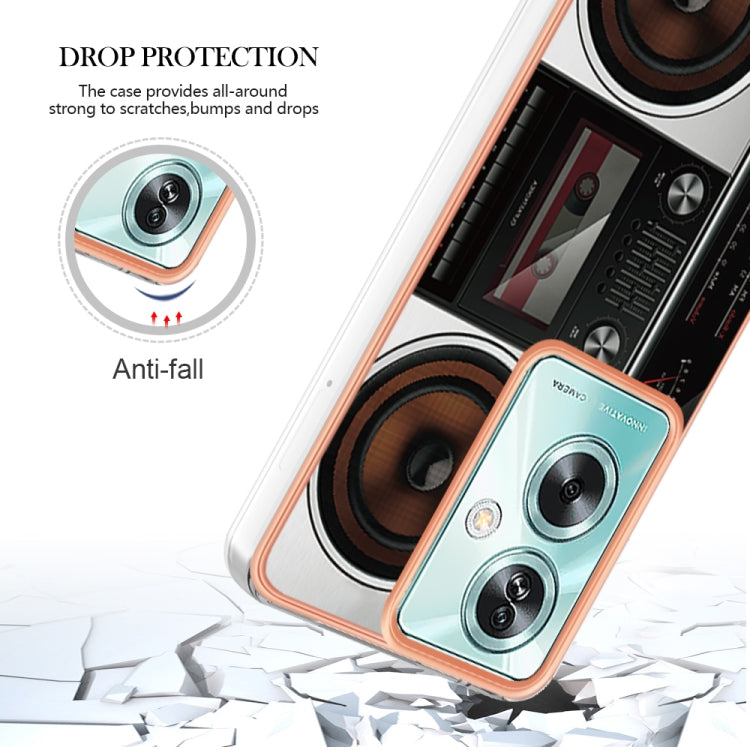 For OPPO A79 5G Global Electroplating Marble Dual-side IMD Phone Case(Retro Radio) - OPPO Cases by buy2fix | Online Shopping UK | buy2fix