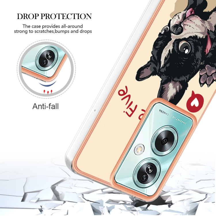For OPPO A79 5G Global Electroplating Marble Dual-side IMD Phone Case(Lucky Dog) - OPPO Cases by buy2fix | Online Shopping UK | buy2fix