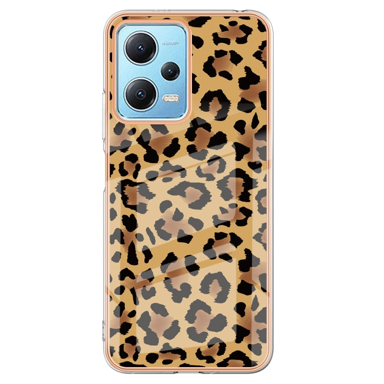 For Xiaomi Redmi Note 12 5G Global Electroplating Marble Dual-side IMD Phone Case(Leopard Print) - Xiaomi Cases by buy2fix | Online Shopping UK | buy2fix