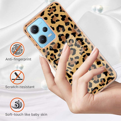 For Xiaomi Redmi Note 12 5G Global Electroplating Marble Dual-side IMD Phone Case(Leopard Print) - Xiaomi Cases by buy2fix | Online Shopping UK | buy2fix