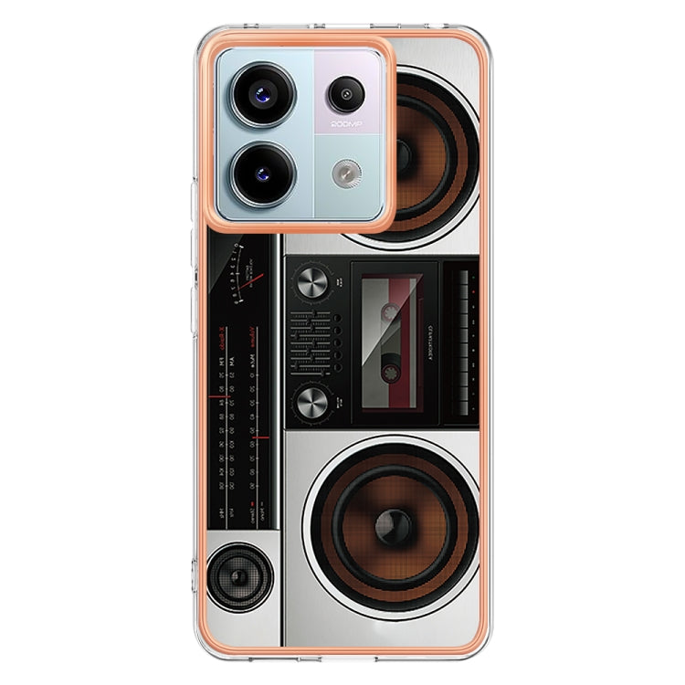 For Xiaomi Redmi Note 13 Pro 5G Global Electroplating Marble Dual-side IMD Phone Case(Retro Radio) - Note 13 Pro Cases by buy2fix | Online Shopping UK | buy2fix