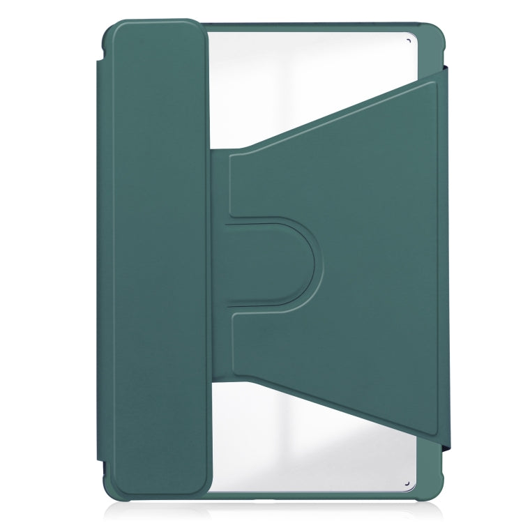 For Samsung Galaxy Tab S9 FE 360 Rotation Transparent Smart Leather Case with Keyboard(Dark Green) - Galaxy Tab S9 FE by buy2fix | Online Shopping UK | buy2fix