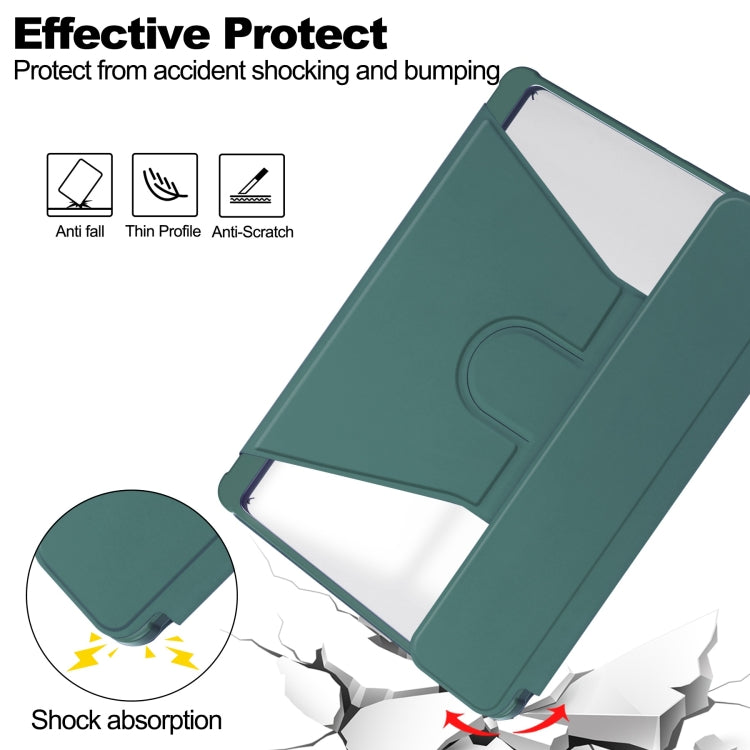 For Samsung Galaxy Tab S9 FE 360 Rotation Transparent Smart Leather Case with Keyboard(Dark Green) - Galaxy Tab S9 FE by buy2fix | Online Shopping UK | buy2fix