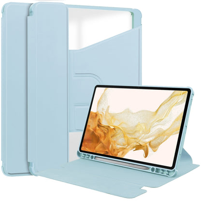 For Samsung Galaxy Tab S9+ 360 Rotation Transparent Smart Leather Case(Sky Blue) - Galaxy Tab S9+ Cases by buy2fix | Online Shopping UK | buy2fix