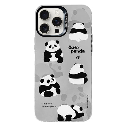 For iPhone 16 Pro Electroplated Silver Series PC Protective Phone Case(Grey Panda) - iPhone 16 Pro Cases by buy2fix | Online Shopping UK | buy2fix