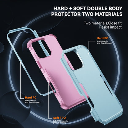 For iPhone 16 Pro Commuter Shockproof TPU + PC Phone Case(Grey Green+Pink) - iPhone 16 Pro Cases by buy2fix | Online Shopping UK | buy2fix