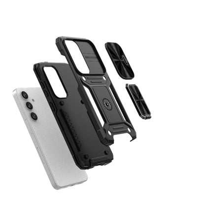 For Samsung Galaxy S24 5G Camshield Robot TPU Hybrid PC Phone Case(Black) - Galaxy S24 5G Cases by buy2fix | Online Shopping UK | buy2fix