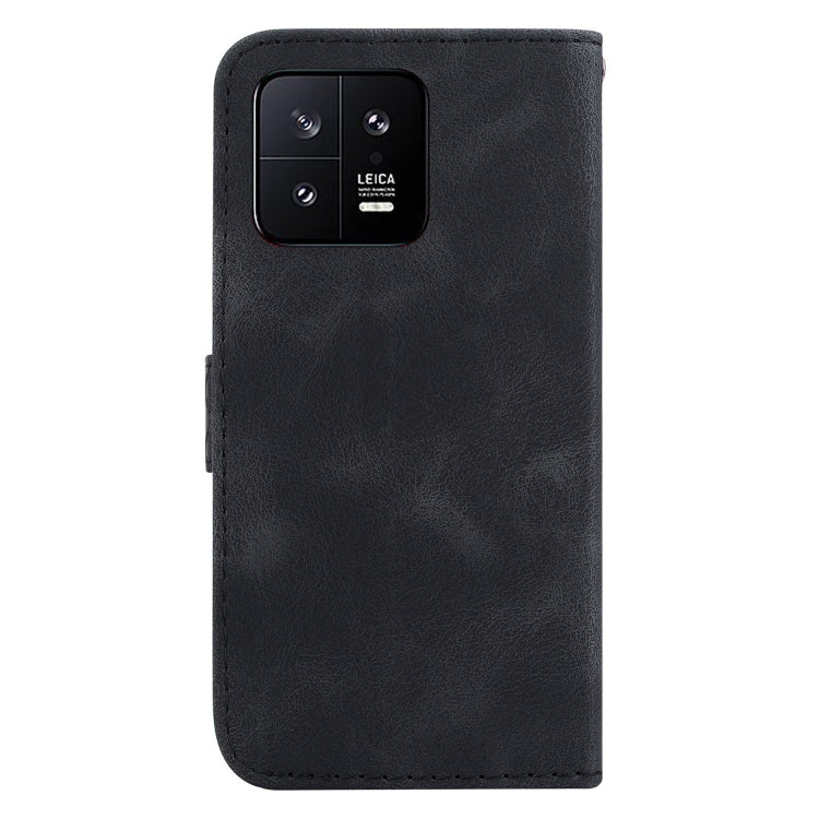 For Xiaomi 13 5G 7-shaped Embossed Leather Phone Case(Black) - 13 Cases by buy2fix | Online Shopping UK | buy2fix