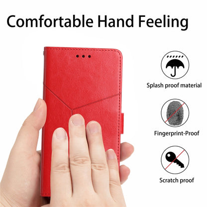 For Motorola Edge 5G 2024 HT01 Y-shaped Pattern Flip Leather Phone Case(Red) - Motorola Cases by buy2fix | Online Shopping UK | buy2fix