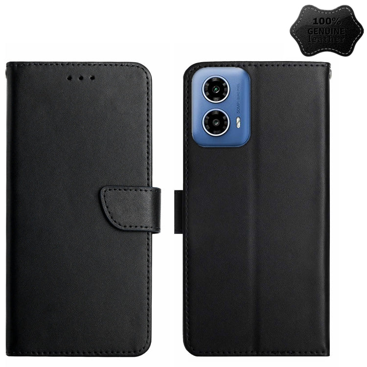 For Motorola Moto G04 / G24 Genuine Leather Fingerprint-proof Horizontal Flip Phone Case(Black) - Motorola Cases by buy2fix | Online Shopping UK | buy2fix