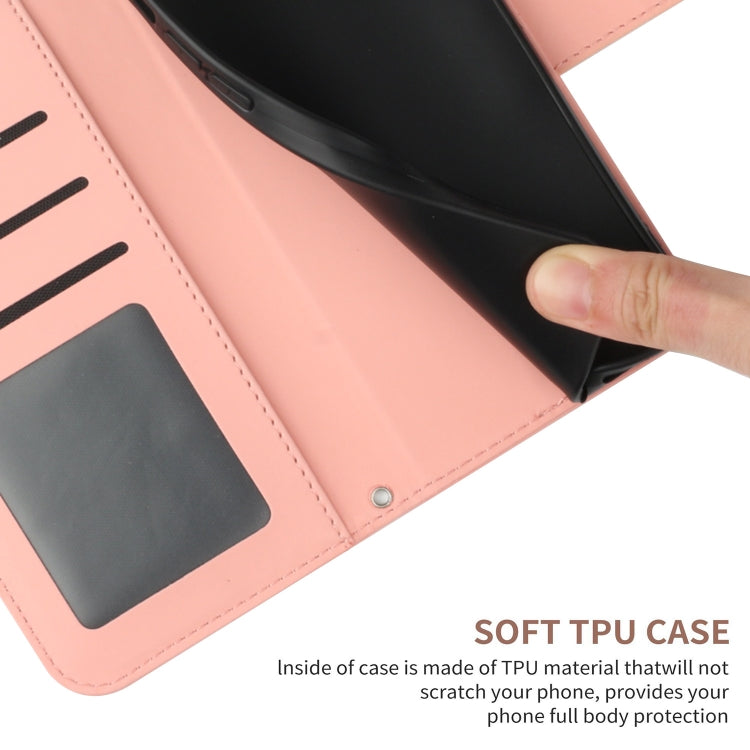 For Motorola Moto G Play 5G 2024 HT04 Skin Feel Sun Flower Embossed Flip Leather Phone Case with Lanyard(Pink) - Motorola Cases by buy2fix | Online Shopping UK | buy2fix