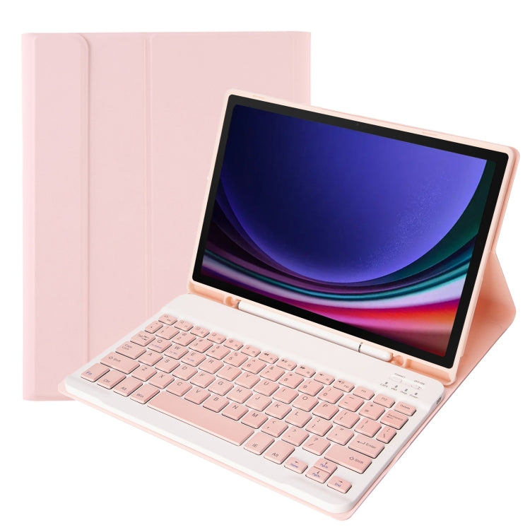 For Samsung Galaxy Tab S9 FE A710B Candy Color TPU Bluetooth Keyboard Leather Tablet Case with Pen Holder(Pink) - Samsung Keyboard by buy2fix | Online Shopping UK | buy2fix