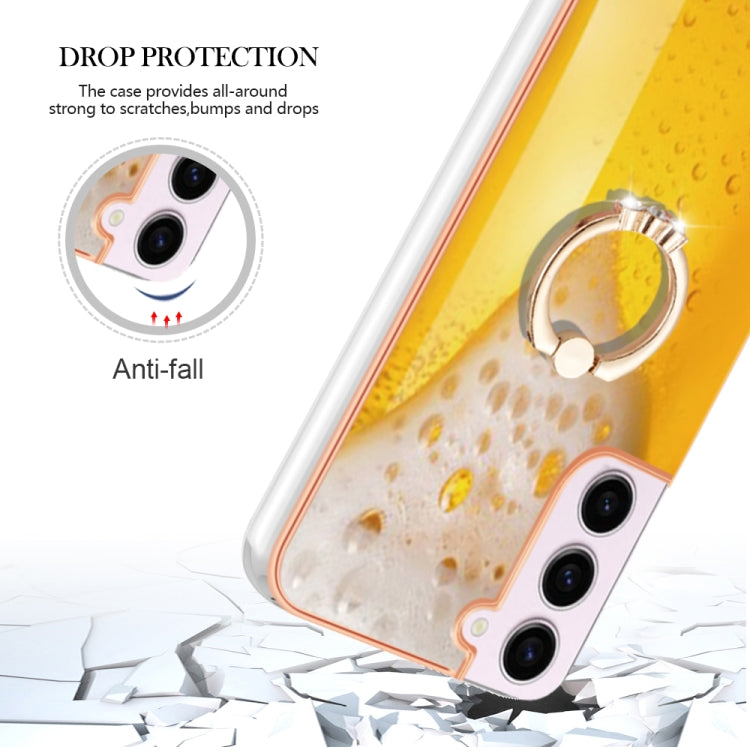 For Samsung Galaxy S22 5G Electroplating Dual-side IMD Phone Case with Ring Holder(Draft Beer) - Galaxy S22 5G Cases by buy2fix | Online Shopping UK | buy2fix