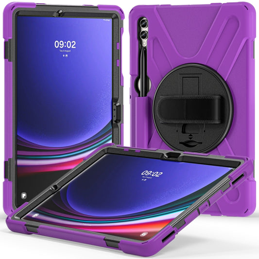 For Samsung Galaxy Tab S9+ / S8+ Rotary Handle Grab TPU + PC Tablet Case(Purple) - Galaxy Tab S9+ Cases by buy2fix | Online Shopping UK | buy2fix