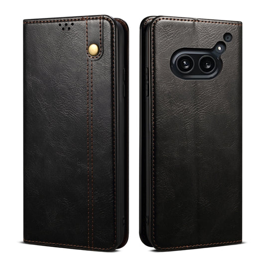 For Nothing Phone 2A Oil Wax Crazy Horse Texture Leather Phone Case(Black) - More Brand by buy2fix | Online Shopping UK | buy2fix