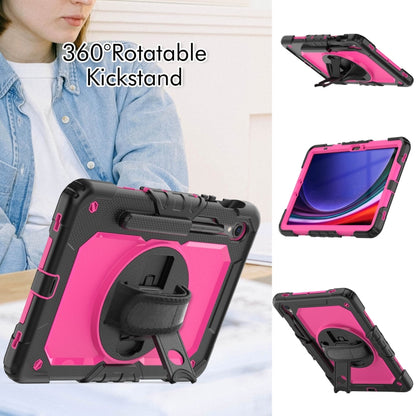 For Samsung Galaxy Tab S9 / S8 / S7 Silicone + PC Tablet Case(Black+Rose Red) - Galaxy Tab S9 Cases by buy2fix | Online Shopping UK | buy2fix